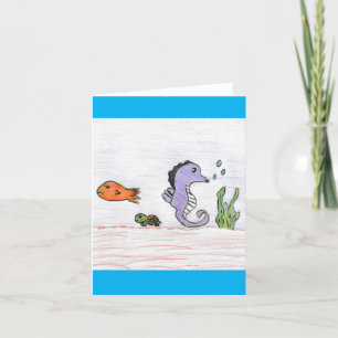Schattige Paarse zeepaardje Bedankkaart