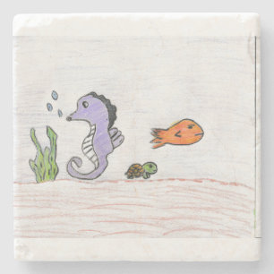 Schattige Paarse zeepaardje Stenen Onderzetter