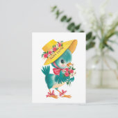 schattige paasblauwe vogel feestdagenkaart (Staand voorkant)