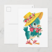 schattige paasblauwe vogel feestdagenkaart (Voorkant / Achterkant)