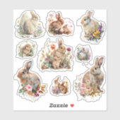 Schattige paasbundels met bloemen sticker (Vel)