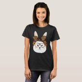 Schattige paasbunny leopard Bow-briketten T-shirt (Voorkant volledig)
