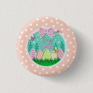 Schattige Paaseierenjacht en Kleurrijke Vlinders Ronde Button 3,2 Cm