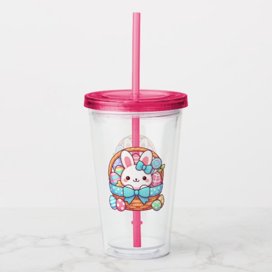 Schattige, paashaas bakset acryl drinkbeker (Voorkant)