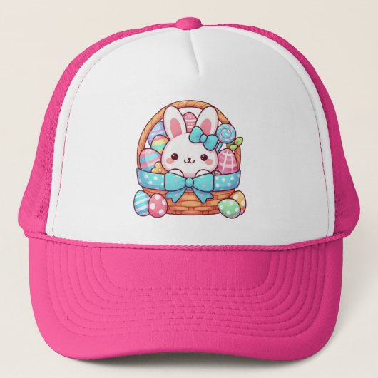 Schattige, paashaas bakset trucker pet (Voorkant)