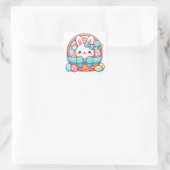 Schattige, paashaas bakset vierkante sticker (Tas)
