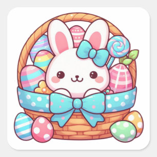 Schattige, paashaas bakset vierkante sticker