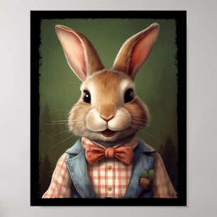 Schattige paashaas boogkonijn Stropdas happy paasj Poster