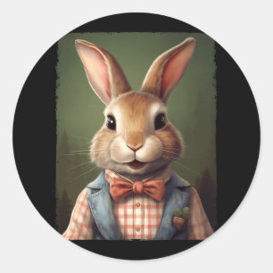 Schattige paashaas boogkonijn Stropdas happy paasj Ronde Sticker