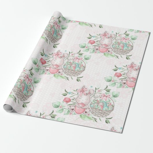 Schattige paashaas cadeaupapier (Uitgerold)