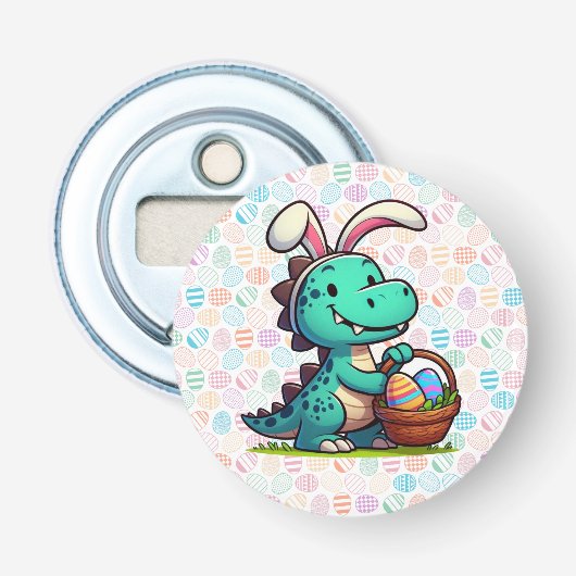 Schattige paashaas dinosaurus button flesopener (Voorkant)