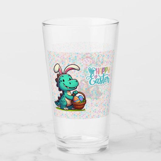 Schattige, paashaas dinosaurus glas (Voorkant)