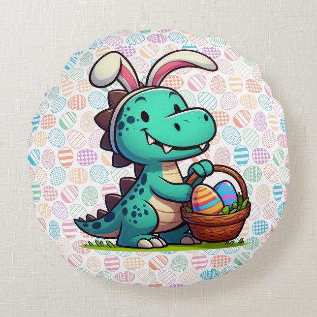Schattige paashaas dinosaurus rond kussen (Voorkant)