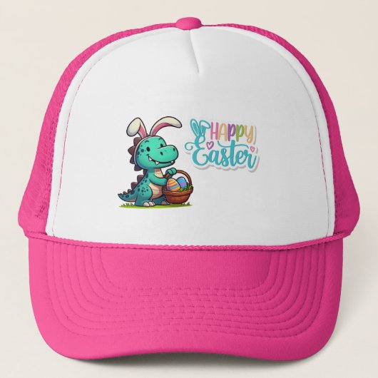 Schattige paashaas dinosaurus trucker pet (Voorkant)