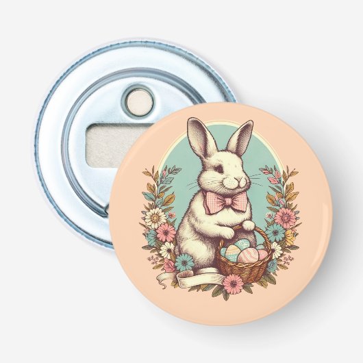 Schattige,  paashaas/ei/mand button flesopener (Voorkant)
