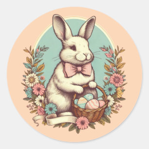Schattige, paashaas/ei/mand ronde sticker