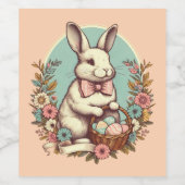 Schattige,  paashaas/ei/mand wijn etiket (Enkel label)