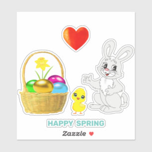 Schattige paashaas en paaseieren sticker