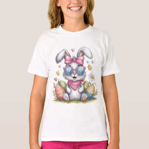 Schattige Paashaas Hipster Konijn T-shirt