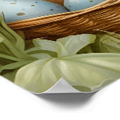 Schattige Paashaas in blauwe jas Boslandschap  Poster (Hoek)