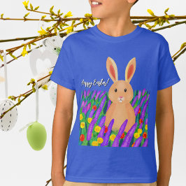 Schattige paashaas in de bloemen t-shirt