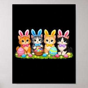 Schattige Paashaas Katten Pastel Eieren Lente Kitt Poster