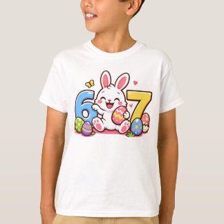 Schattige Paashaas Kid 67 Meme T-shirt
