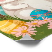 Schattige Paashaas Kleurrijke Eieren Lente Bloesem Poster (Hoek)