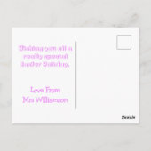 Schattige paashaas kleuterschool leraar meisjesroz briefkaart (Achterkant)