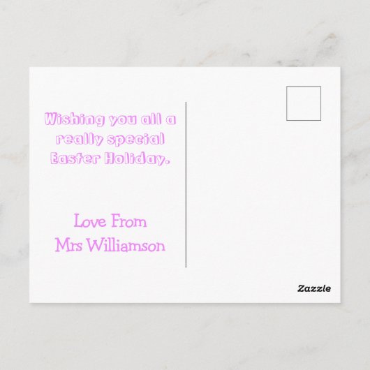 Schattige paashaas kleuterschool leraar meisjesroz briefkaart (Achterkant)