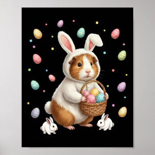 Schattige Paashaas Konijn Met Eieren Whimsical Cav Poster