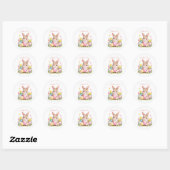 Schattige Paashaas Konijn Roze Blush Pioen Ronde Sticker (Vel)