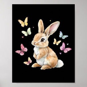 Schattige Paashaas Konijn Vlinder  Poster