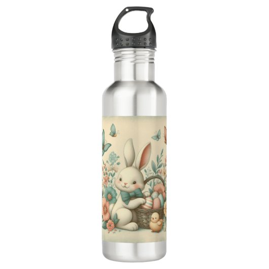 Schattige,  paashaas & kuiken waterfles  (Voorkant)