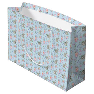 Schattige Paashaas Lente Pastel Bloem Blauw Groot Cadeauzakje