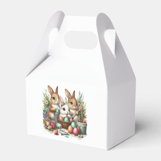 Schattige, Paashaas/Lenteverf feest Bedankdoosjes (Voorkant Zijde)