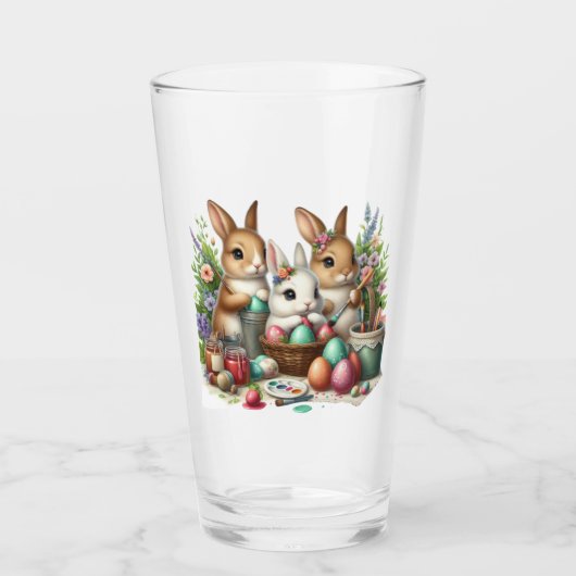 Schattige, Paashaas/Lenteverf feest Glas (Voorkant)
