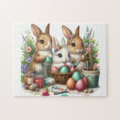 Schattige, Paashaas/Lenteverf feest Legpuzzel (Horizontaal)