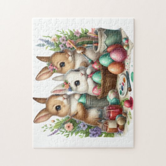 Schattige, Paashaas/Lenteverf feest Legpuzzel (Verticaal)