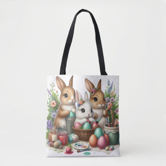 Schattige, Paashaas/Lenteverf feest Tote Bag (Voorkant)