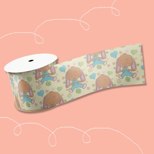 Schattige paashaas lichtgeel lint