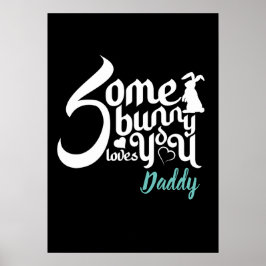 Schattige Paashaas Liefde Zwart Wit Moderne Typo  Poster