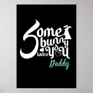 Schattige Paashaas Liefde Zwart Wit Moderne Typo Poster