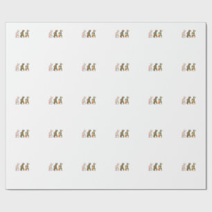 Schattige Paashaas Luipaard Konijn en Bloem Bunni Cadeaupapier