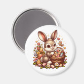 Schattige  paashaas, mand en eieren magneet (Voorkant / Achterkant)