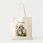 Schattige  paashaas meisje gepersonaliseerd tote bag (Voorkant)
