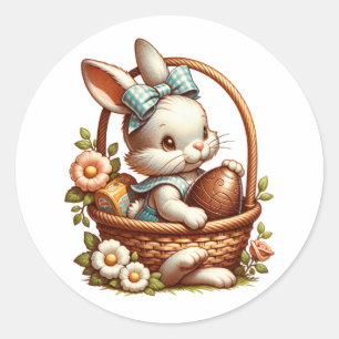 Schattige paashaas met chocolade ei ronde sticker