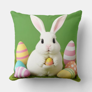 Schattige Paashaas Met Decoratieve Eieren Kussen