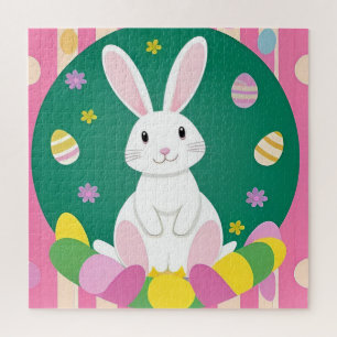 Schattige Paashaas Met Decoratieve Eieren Legpuzzel