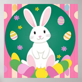 Schattige Paashaas Met Decoratieve Eieren Poster
